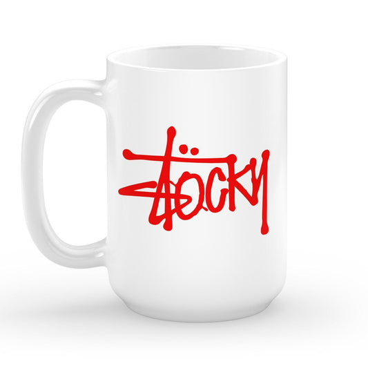 White Big Stocky Mug - Red Print