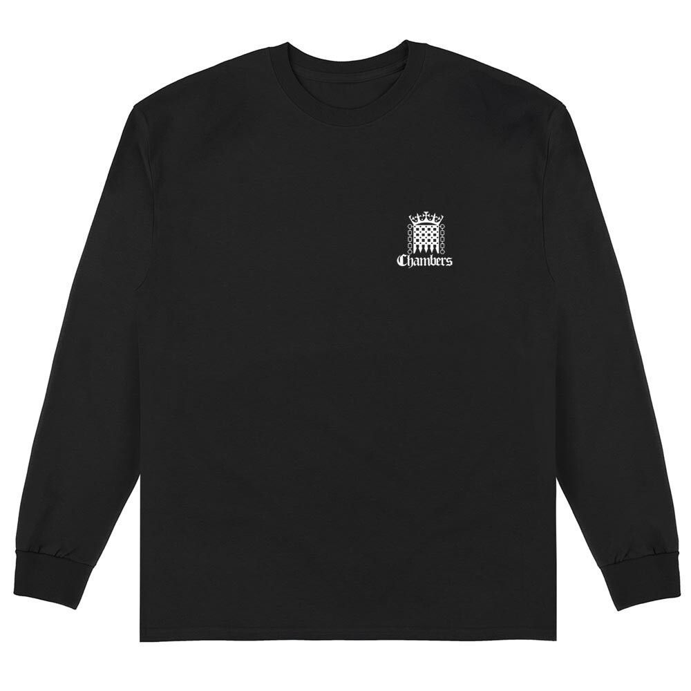 Black Double Print Logo Long Sleeve T-Shirt - White Print