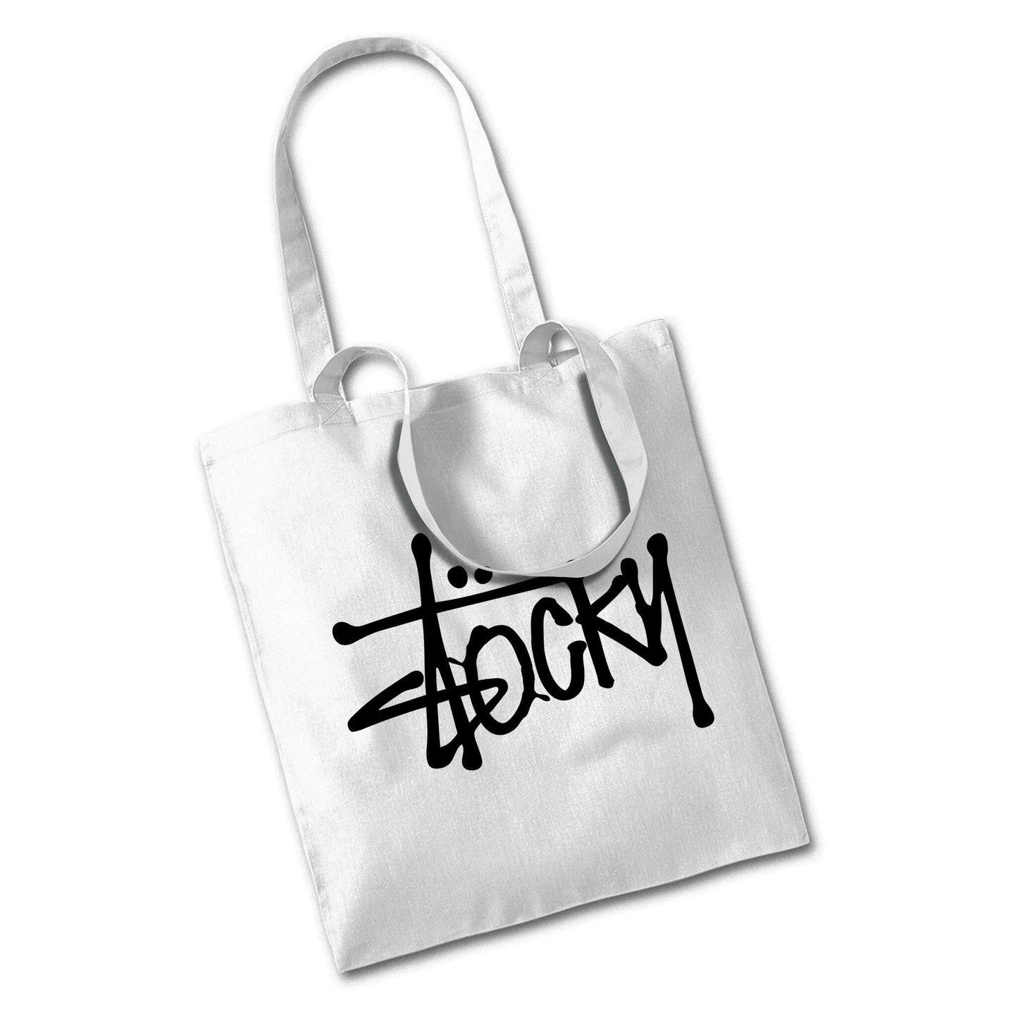 White Stocky Tote - Black Print