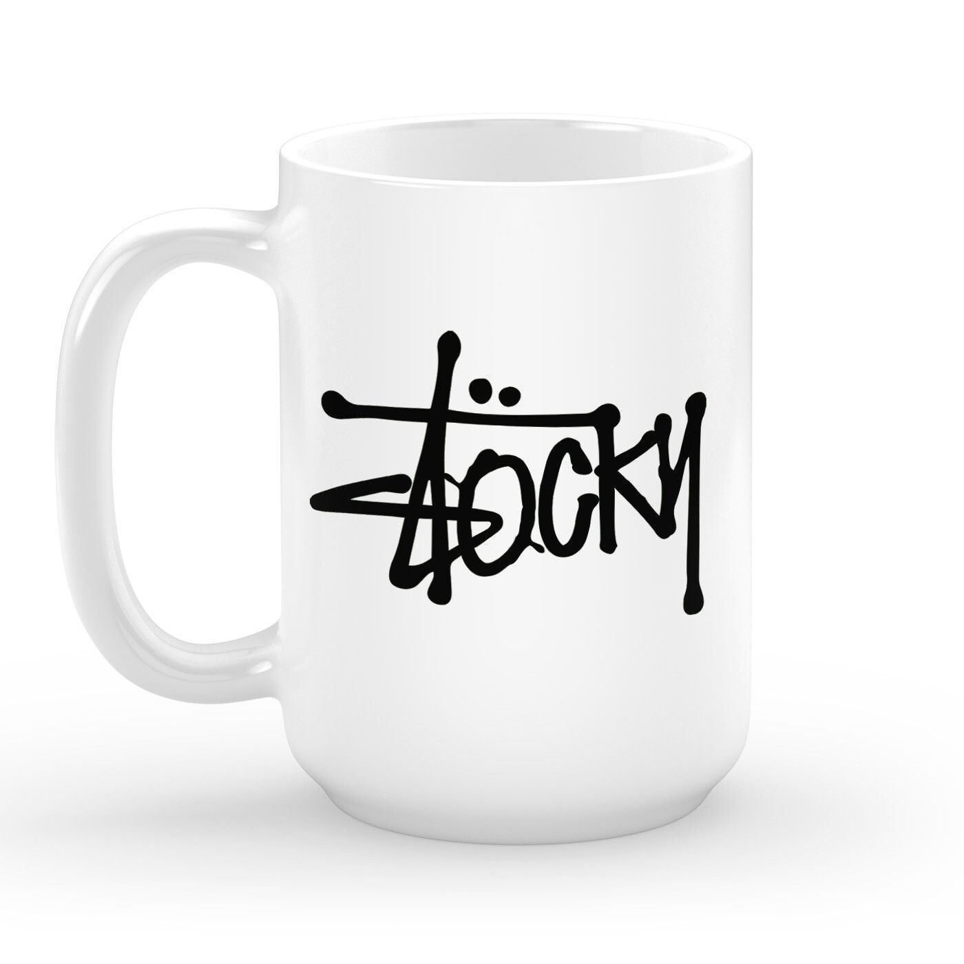 White Big Stocky Mug - Black print