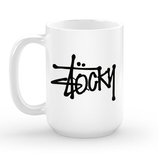 White Big Stocky Mug - Black print