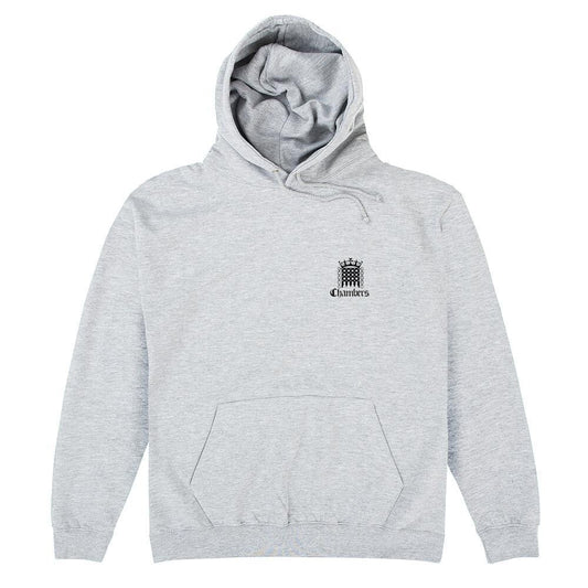 Heather Grey Double Print Logo Hoodie - Black print