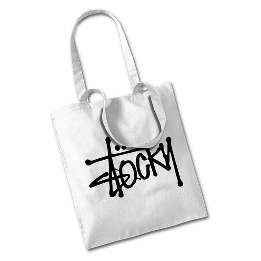 White Stocky Tote - Black Print