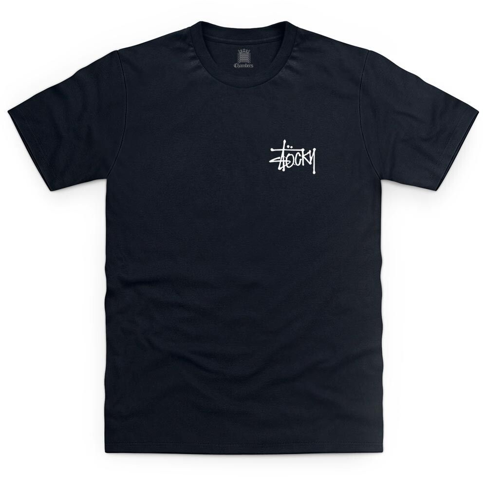 Black Front Print Stocky Logo T Shirt - White Print