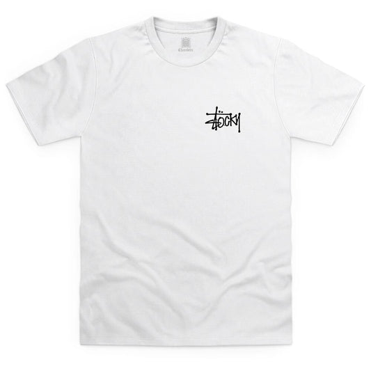 White Front Print Stocky Logo T Shirt - Black Print