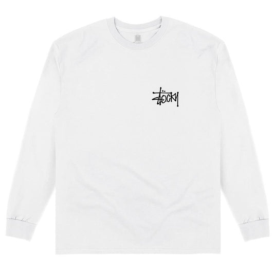 White Front Print Stocky Logo Long Sleeve T-Shirt - Black Print