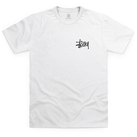 White Double Print Stocky T Shirt - Black Print